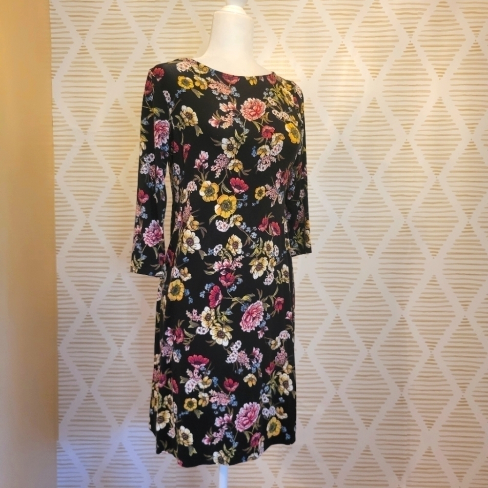 J. JILL Floral Print 3/4 Sleeve Dress Sz XSP - Picture 4 of 9
